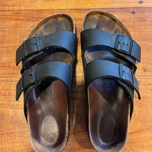 Birkenstock Arizona Black Leather Double Strap Sandals Size 41